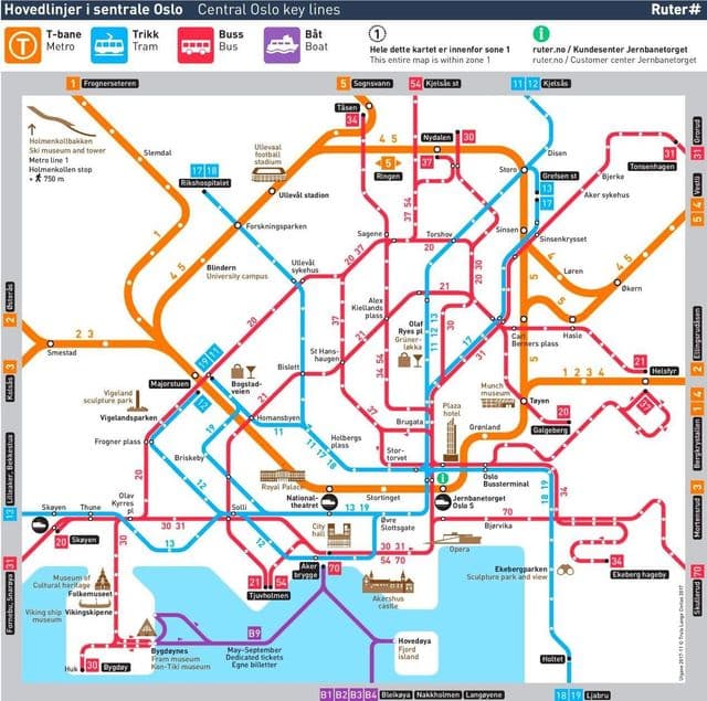 オスロの交通地図