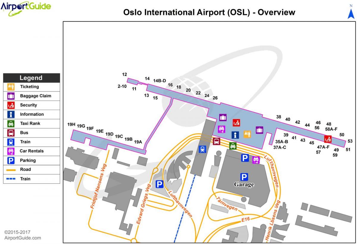 オスロ空港ターミナルマップ